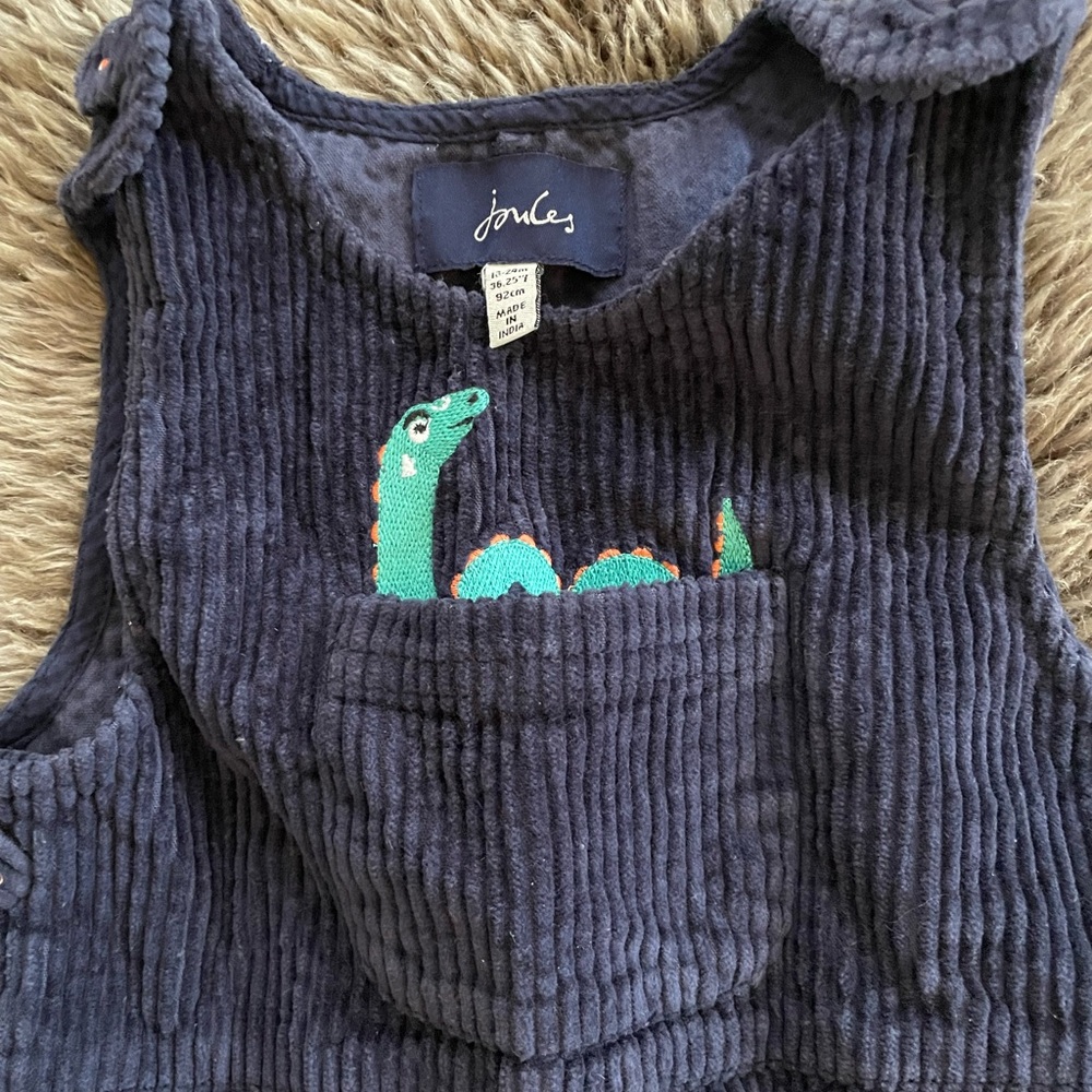 Joules Navy Lochness Monster Corduroy Overalls